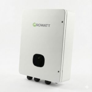 Growatt Backup Box Notstrom SYN 50 - 100 XH-30, abgebildet aus einem leichten Winkel, sodass die rechte Seite sichtbar ist, auf weißem Hintergrund.
