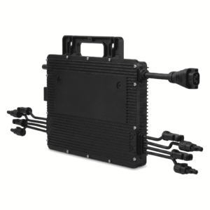 Hoymiles HiFlow Pro HMS-1600-4WB Mikro-Wechselrichter, sodass die rechte Seite sichtbar ist, auf weißem Hintergrund.