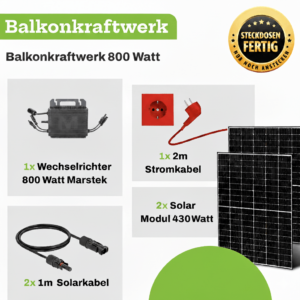 Home New 11 Balkonkraftwerk 800 Watt mit WLAN Steckdosenanlage Marstek Wechselrichter