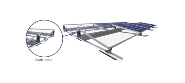 Montagematerial Komplettset Flachdach für 4 Module Süd Ausrichtung Aufständerung
