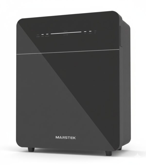 Marstek Venus E 3.0 5,12 kWh Speicher, abgebildet aus einem leichten Winkel auf weißem Hintergrund.
