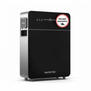 Marstek Venus E 3.0 5,12 kWh Speicher, abgebildet aus einem leichten Winkel auf weißem Hintergrund.