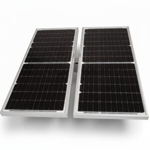 Montagematerial Komplettset für 2 Solarmodule, abgebildet aus einem leichten Winkel auf weißem Hintergrund.