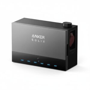 Anker SOLIX Power Dock Multisystem, abgebildet aus einem leichten Winkel, sodass die rechte Seite sichtbar ist, auf weißem Hintergrund.