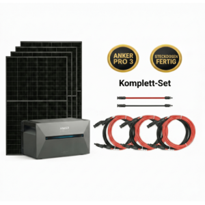 1820Wp Balkonkraftwerk mit 2,7kWh Speicher Anker SOLIX Solarbank 3 E2700 Pro, abgebildet aus einem leichten Winkel, sodass die rechte Seite sichtbar ist, auf weißem Hintergrund.