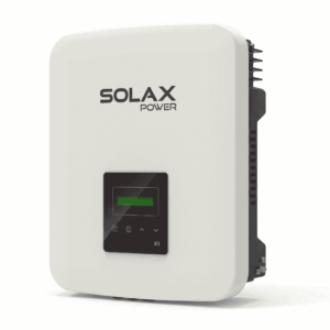 SolaX Power X3-MIC-K-G2 Dreiphasen-Wechselrichter, sodass die rechte Seite sichtbar ist, auf weißem Hintergrund.